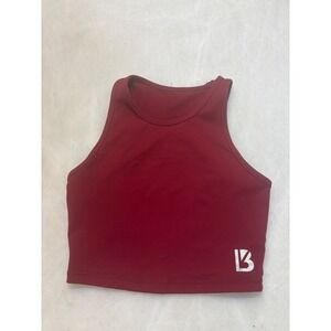 Burgundy Cropped Tank Top Activewear Racerback‎ Sleeveless Ribbed Gym